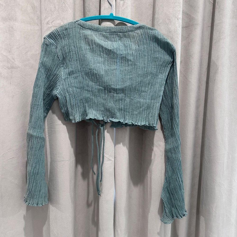 Savannah Morrow Net Sustain Adira Tie Front Crinkled Organic Cotton $248 Size S - Picture 3 of 8